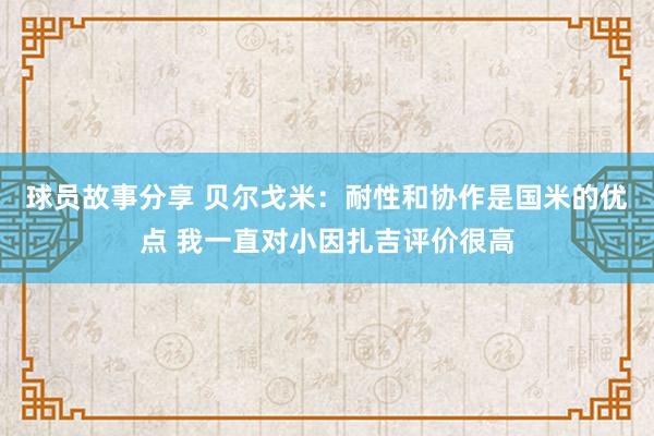 球员故事分享 贝尔戈米：耐性和协作是国米的优点 我一直对小因扎吉评价很高