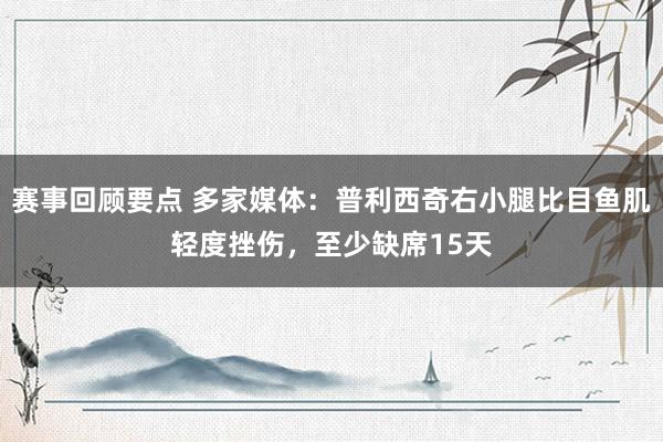 赛事回顾要点 多家媒体：普利西奇右小腿比目鱼肌轻度挫伤，至少缺席15天